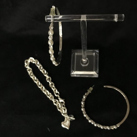 Silver Tone Hoop Earring & Bracelet Set - Picture 7 of 10